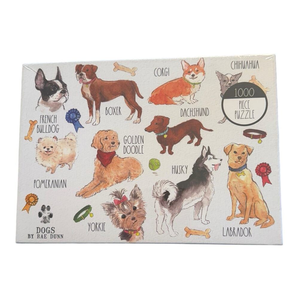 Sealed New Dogs By Rae Dunn 1000 Piece Puzzle By Magenta 27”x 20” Boxer Corgi